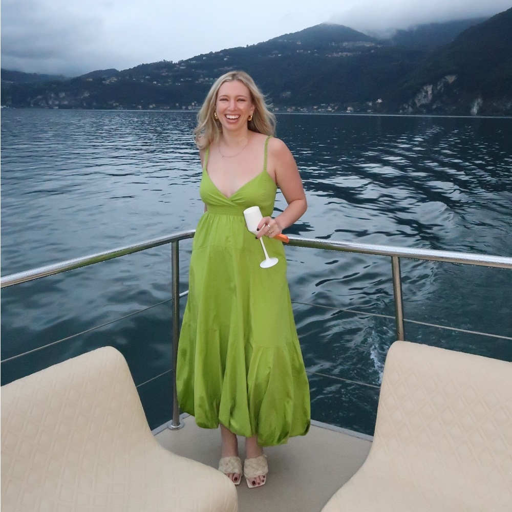 Green Anthropologie Bubble Hem Dress